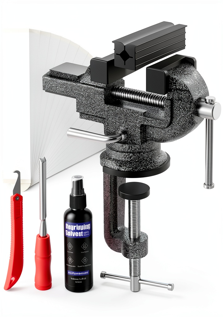 Installing Beseetop Golf Grip Repair Kit BK-1 Black Silver with 360° Portable on a wooden desk