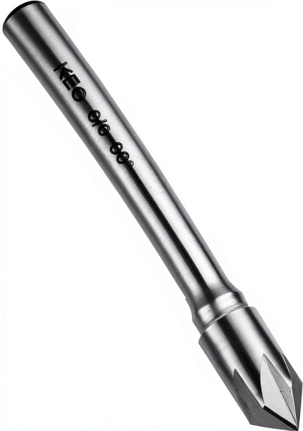 KEO 55805 Solid Carbide Single-End Countersink, Uncoated (Bright) Finish, 6 Flutes, 90 Degree Point Angle, Round Shank, 1/4" Shank Diameter, 3/8" Body Diameter-0